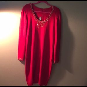 St. John Evening Red Bow Dress